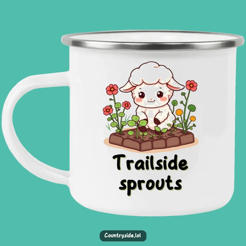 Funny Kawaii Sheep Camping Mug: Garden Sips, Perfect Outdoor Gift!