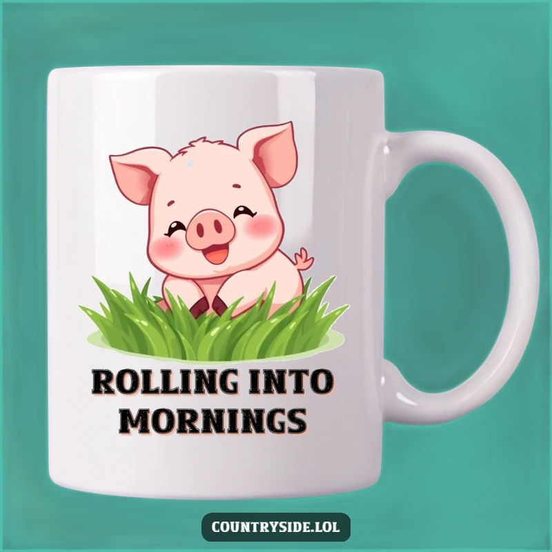 Funny Kawaii Piglet Rolling Mug - Joyful Grass Lover Gift for Happy Mornings