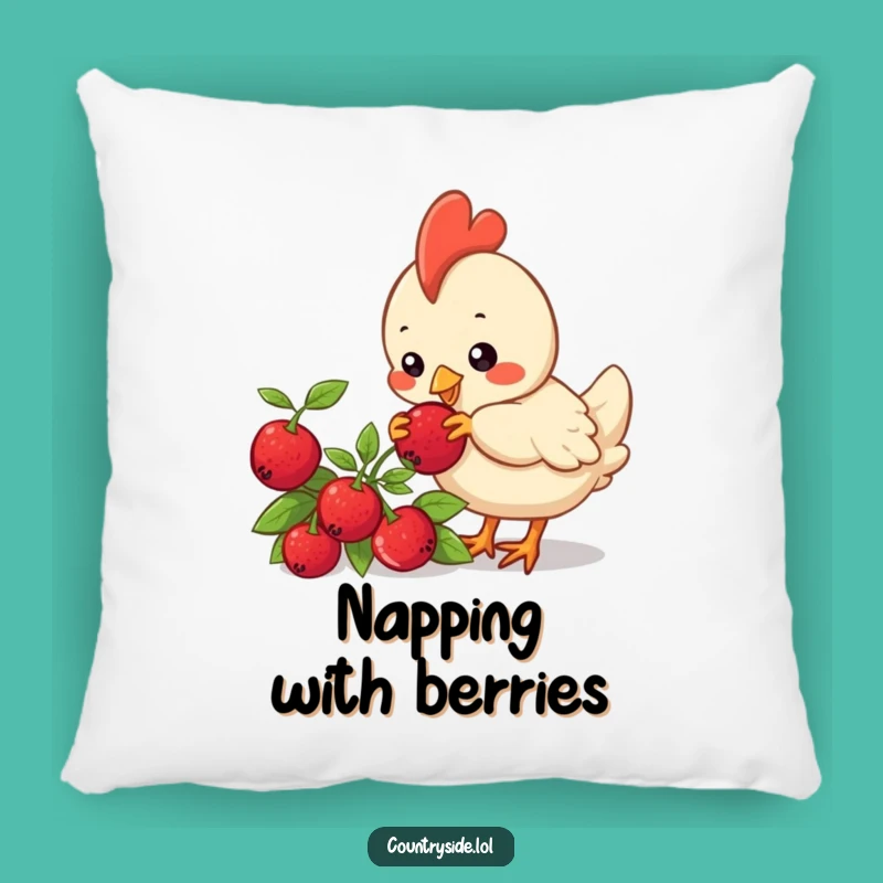 Funny Kawaii Chicken Pillow: Cozy Berry Pecking Comfort - Humorous Gift