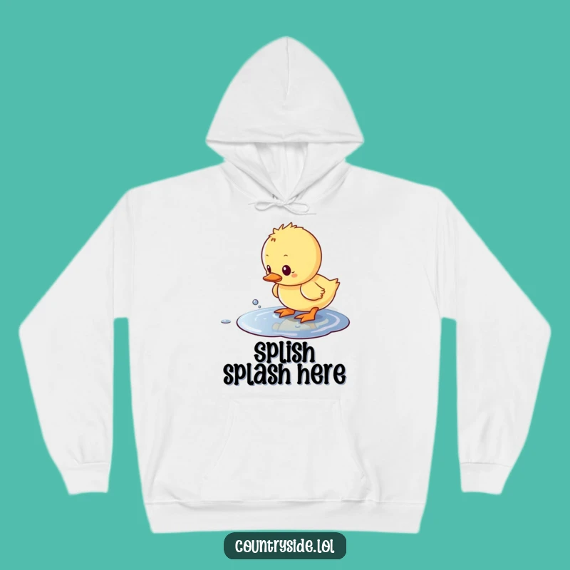 Cozy Funny Kawaii Duckling Hoodie - Humorous Puddle Splash Gift for Comfort
