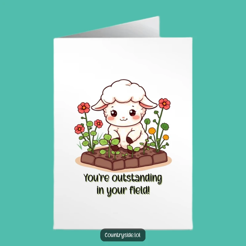 Free Printable Kawaii Sheep Congrats Card: Humorous Downloadable for Blooming Success