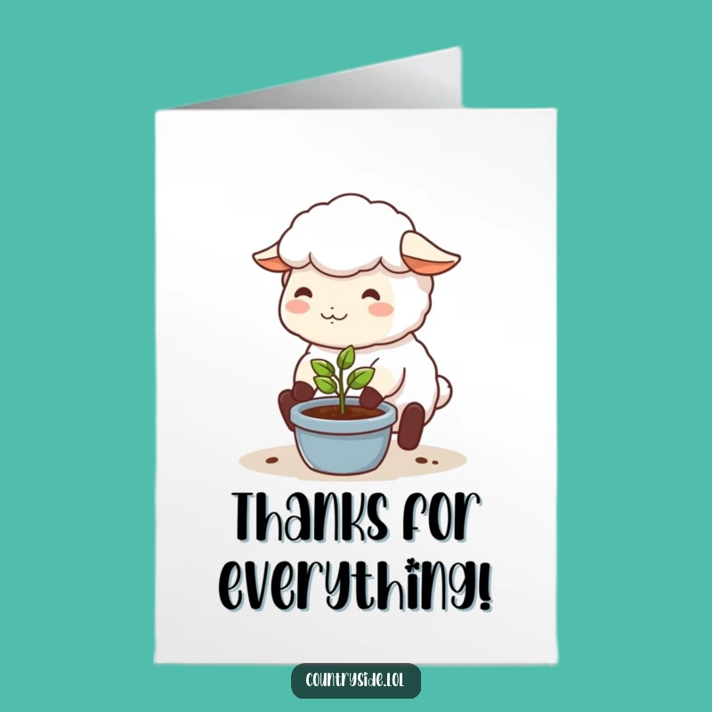 Free Printable Kawaii Sheep Thank You Card: Funny Downloadable Gift for Gardeners!