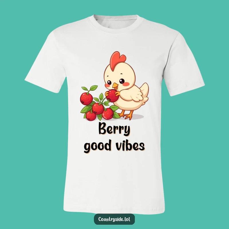 Funny Kawaii Chicken T-Shirt: Cute Berry Pecking Bird - Hilarious Gift Idea
