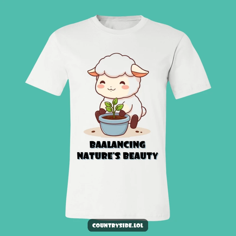 Funny Kawaii Sheep T-Shirt: Happy Gardener Tee, Comfy Cotton for Funny Gift
