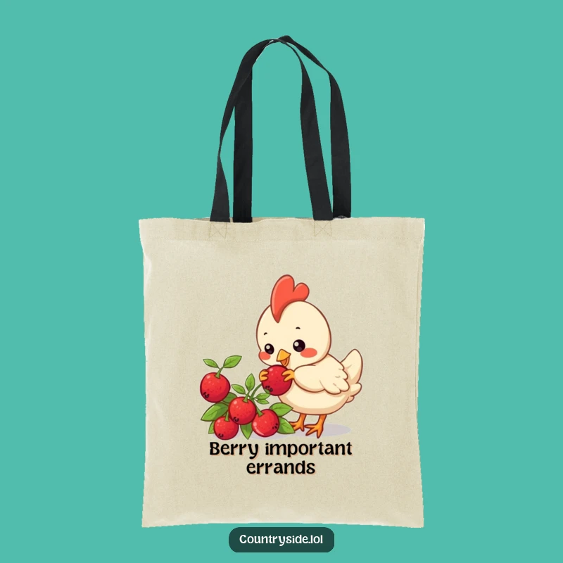 Funny Kawaii Chicken Tote Bag: Cute Berry Pecking Bird - Practical Humorous Gift