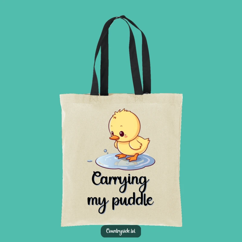 Funny Kawaii Duckling Tote Bag - Humorous Puddle Splash Accessory for Gifts