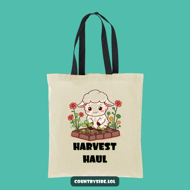 Funny Kawaii Sheep Tote Bag: Garden Style, Perfect Farmer's Market Gift!